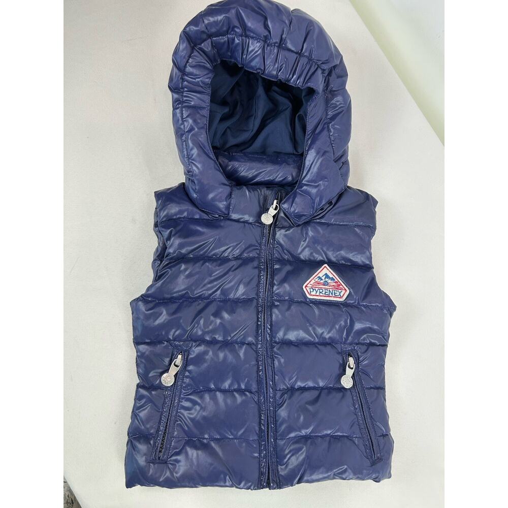 Pyrenex Heritage Kids Puffer Down Vest Hood Removeable Navy Size 2 Unisex France